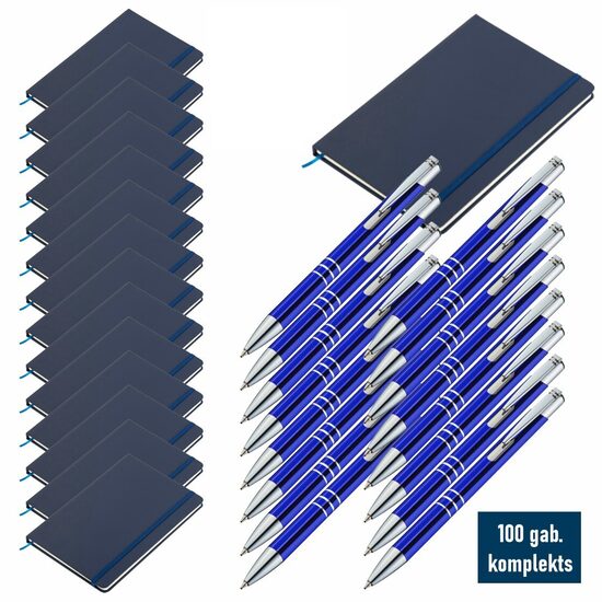 Komplekts 100gab. - blociņi A5 ar pildspalvām (ar gravējumu)